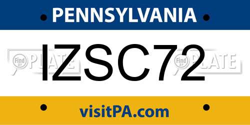 IZSC72 Pennsylvania License Plate