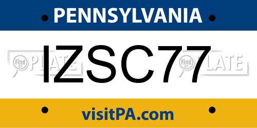 IZSC77 Pennsylvania License Plate