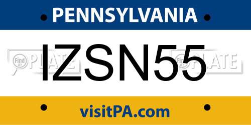 IZSN55 Pennsylvania License Plate