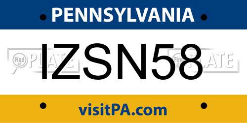 IZSN58 Pennsylvania License Plate