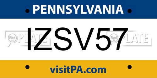 IZSV57 Pennsylvania License Plate