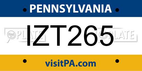 IZT265 Pennsylvania License Plate