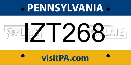 IZT268 Pennsylvania License Plate