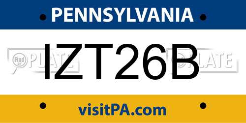 IZT26B Pennsylvania License Plate