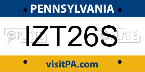 IZT26S Pennsylvania License Plate