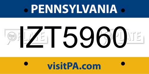 IZT5960 Pennsylvania License Plate