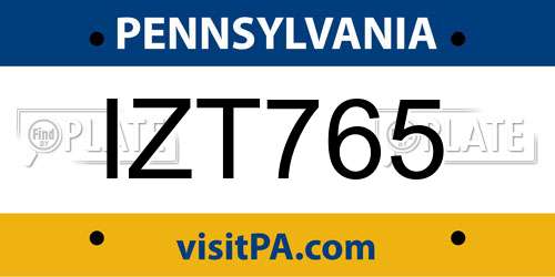 IZT765 Pennsylvania License Plate