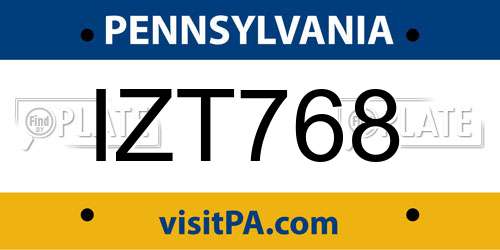 IZT768 Pennsylvania License Plate