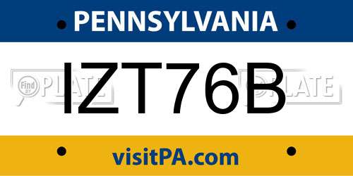 IZT76B Pennsylvania License Plate