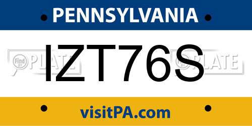 IZT76S Pennsylvania License Plate