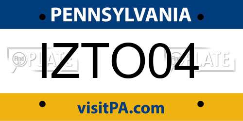 IZTO04 Pennsylvania License Plate