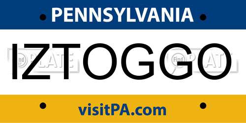 IZTOGGO Pennsylvania License Plate