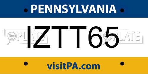 IZTT65 Pennsylvania License Plate
