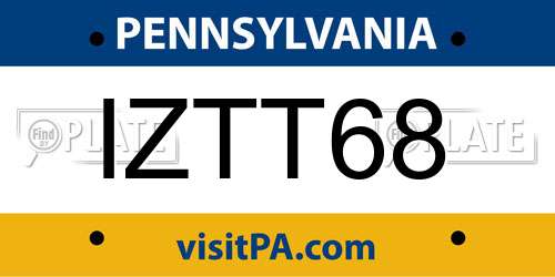 IZTT68 Pennsylvania License Plate