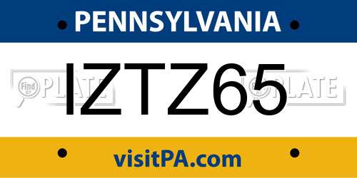 IZTZ65 Pennsylvania License Plate