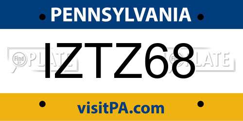 IZTZ68 Pennsylvania License Plate