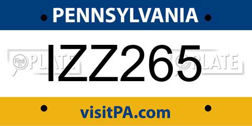 IZZ265 Pennsylvania License Plate