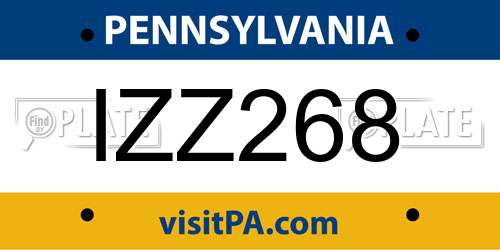 IZZ268 Pennsylvania License Plate