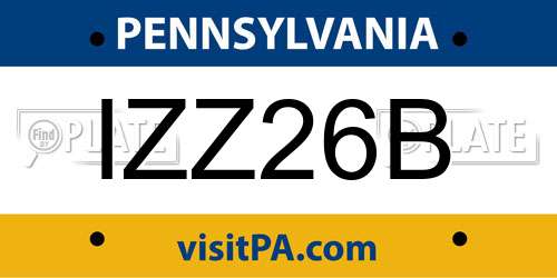 IZZ26B Pennsylvania License Plate