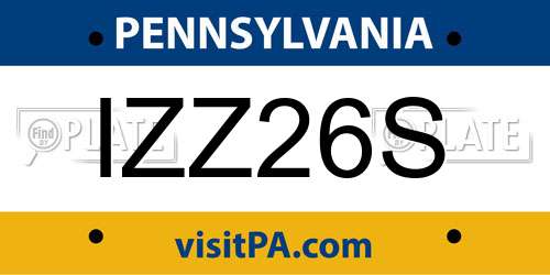 IZZ26S Pennsylvania License Plate