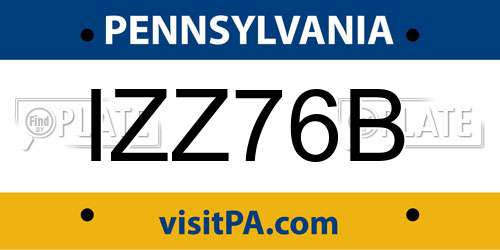 IZZ76B Pennsylvania License Plate