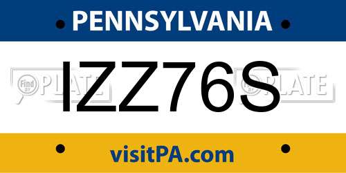IZZ76S Pennsylvania License Plate