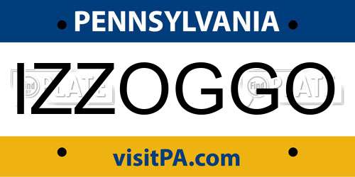 IZZOGGO Pennsylvania License Plate
