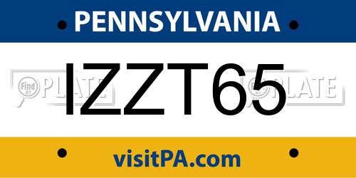 IZZT65 Pennsylvania License Plate