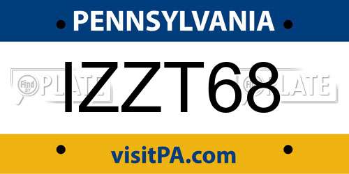 IZZT68 Pennsylvania License Plate