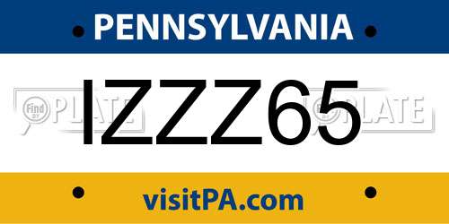 IZZZ65 Pennsylvania License Plate