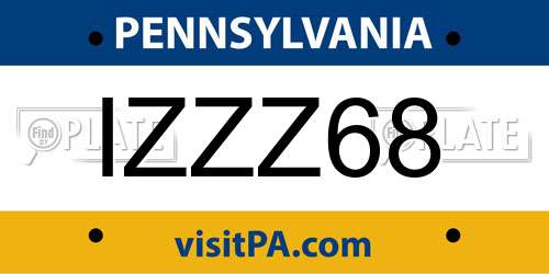 IZZZ68 Pennsylvania License Plate