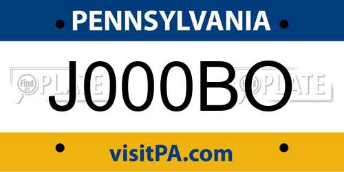 J000BO Pennsylvania License Plate