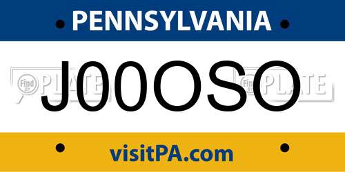 J00OSO Pennsylvania License Plate