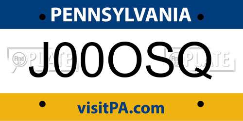 J00OSQ Pennsylvania License Plate