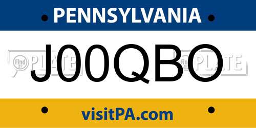 J00QBO Pennsylvania License Plate