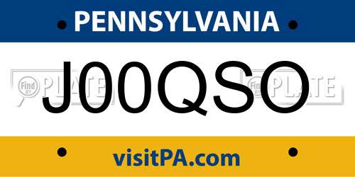 J00QSO Pennsylvania License Plate