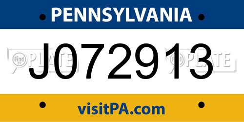 J072913 Pennsylvania License Plate