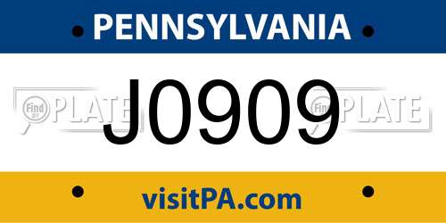 J0909 Pennsylvania License Plate