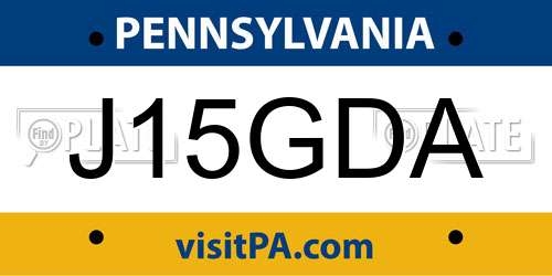 J15GDA Pennsylvania License Plate
