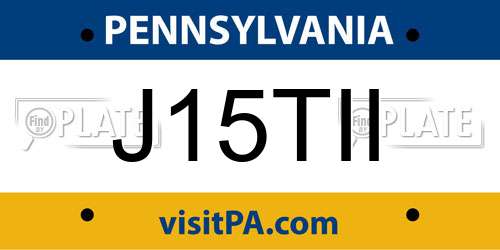 J15TII Pennsylvania License Plate