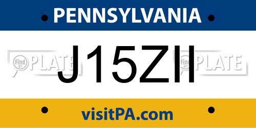 J15ZII Pennsylvania License Plate