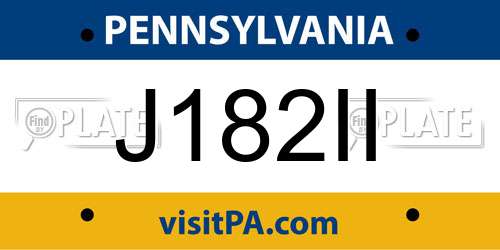 J182II Pennsylvania License Plate