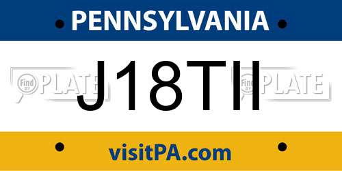 J18TII Pennsylvania License Plate