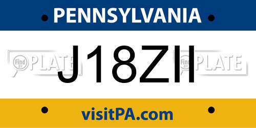 J18ZII Pennsylvania License Plate