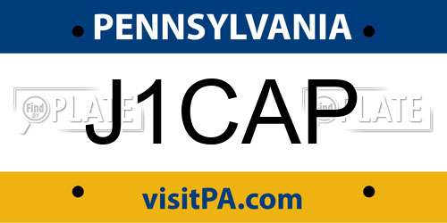 J1CAP Pennsylvania License Plate