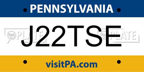 J22TSE Pennsylvania License Plate