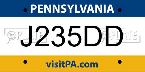 J235DD Pennsylvania License Plate