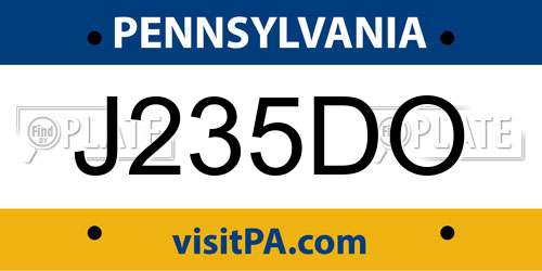J235DO Pennsylvania License Plate