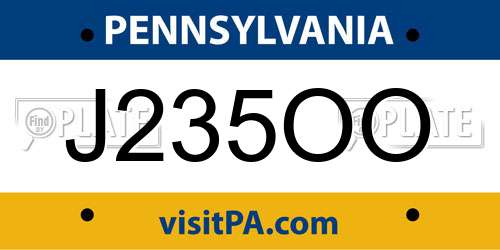J235OO Pennsylvania License Plate