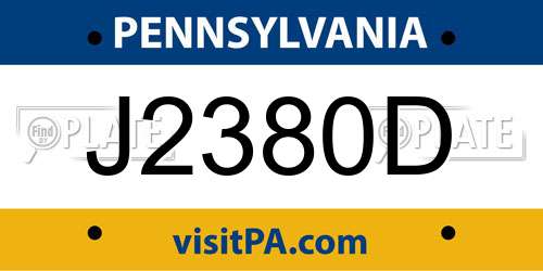 J2380D Pennsylvania License Plate